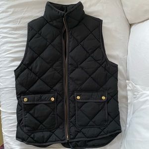 J Crew Black Quilted Down Filled Vest